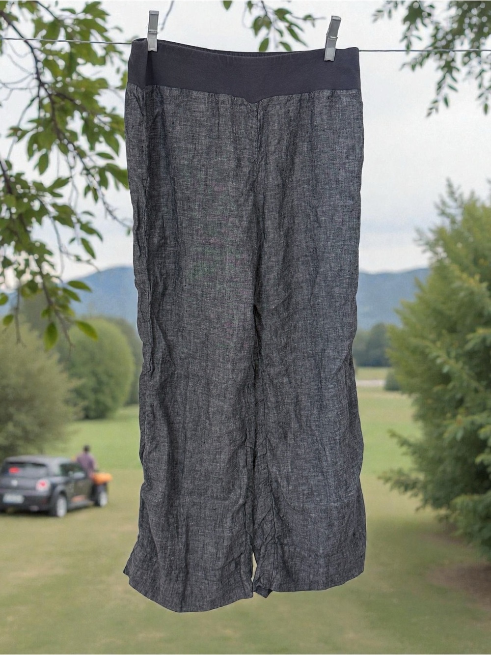 Soft Surroundings Women's Wide-Leg Linen-Blend Pants - Charcoal